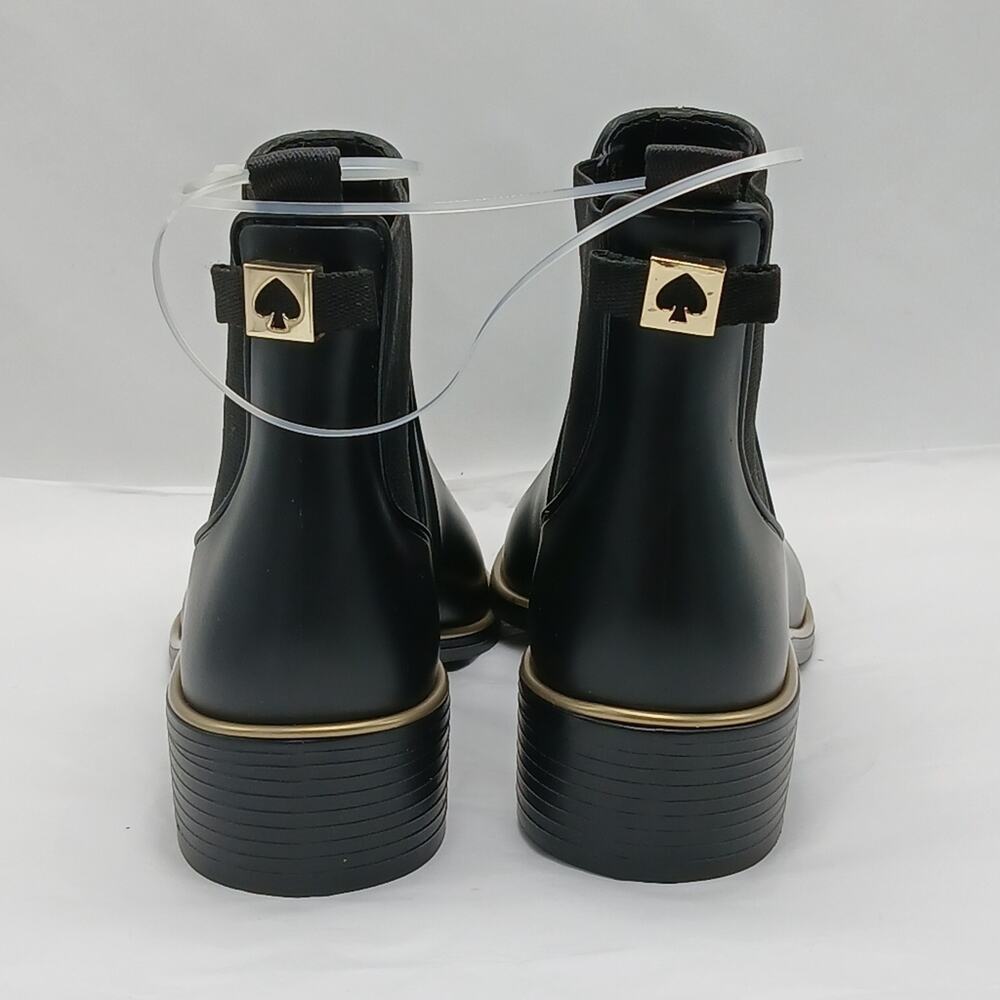 Kate Spade Solstice Chelsea Rain Boots Women's Size 6 Black Rubber Shoes Ankle - Picture 8 of 9
